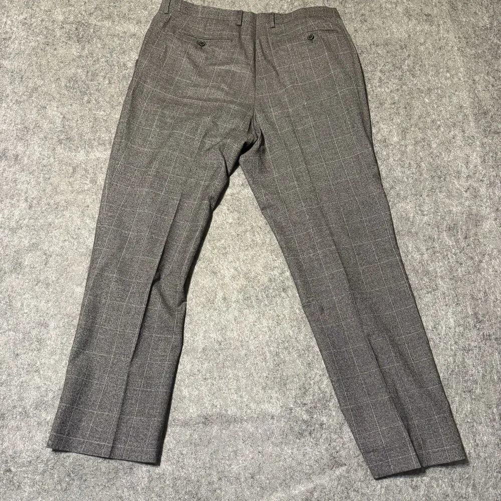 Banana Republic Marzotto Italian Wool 36 x32 Gray Plaid Pants Men's Pleated